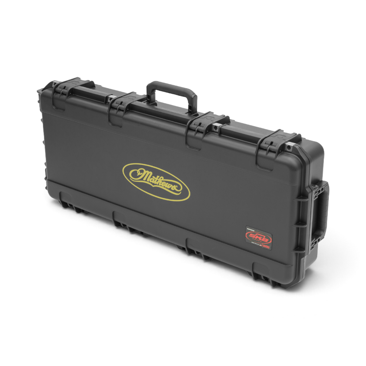 SKB Cases iSeries black waterproof bow case with Mathews logo for parallel limb bows