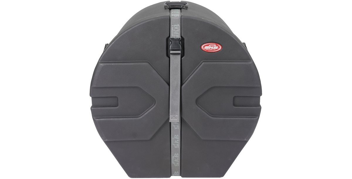 Front view of SKB Drum Package - Ultimate Drum Case Set showing reinforced latches and molded design for stacking and stability.