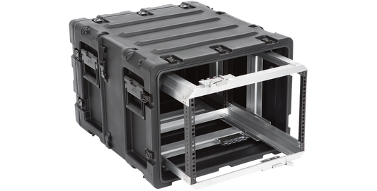 20-inch Shock Rack Case for Electronics Protection with open front view, showing internal aluminum frame for secure equipment mounting.