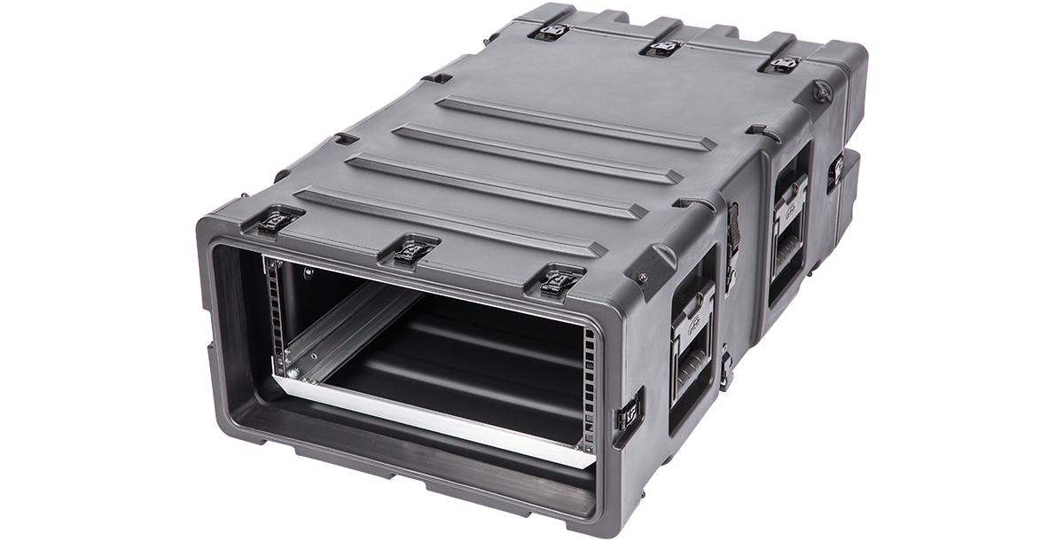 Angled side view of 4U Deep Shock Rack - Equipment Protection | Durable 30-inch shockproof case designed for pro audio and sensitive equipment.