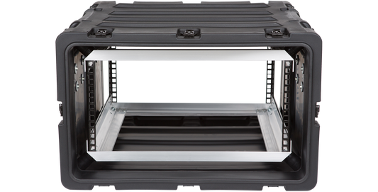 Front view of 5U 20-inch SKB Shock Rack with durable waterproof shell and aluminum frame for electronics protection.