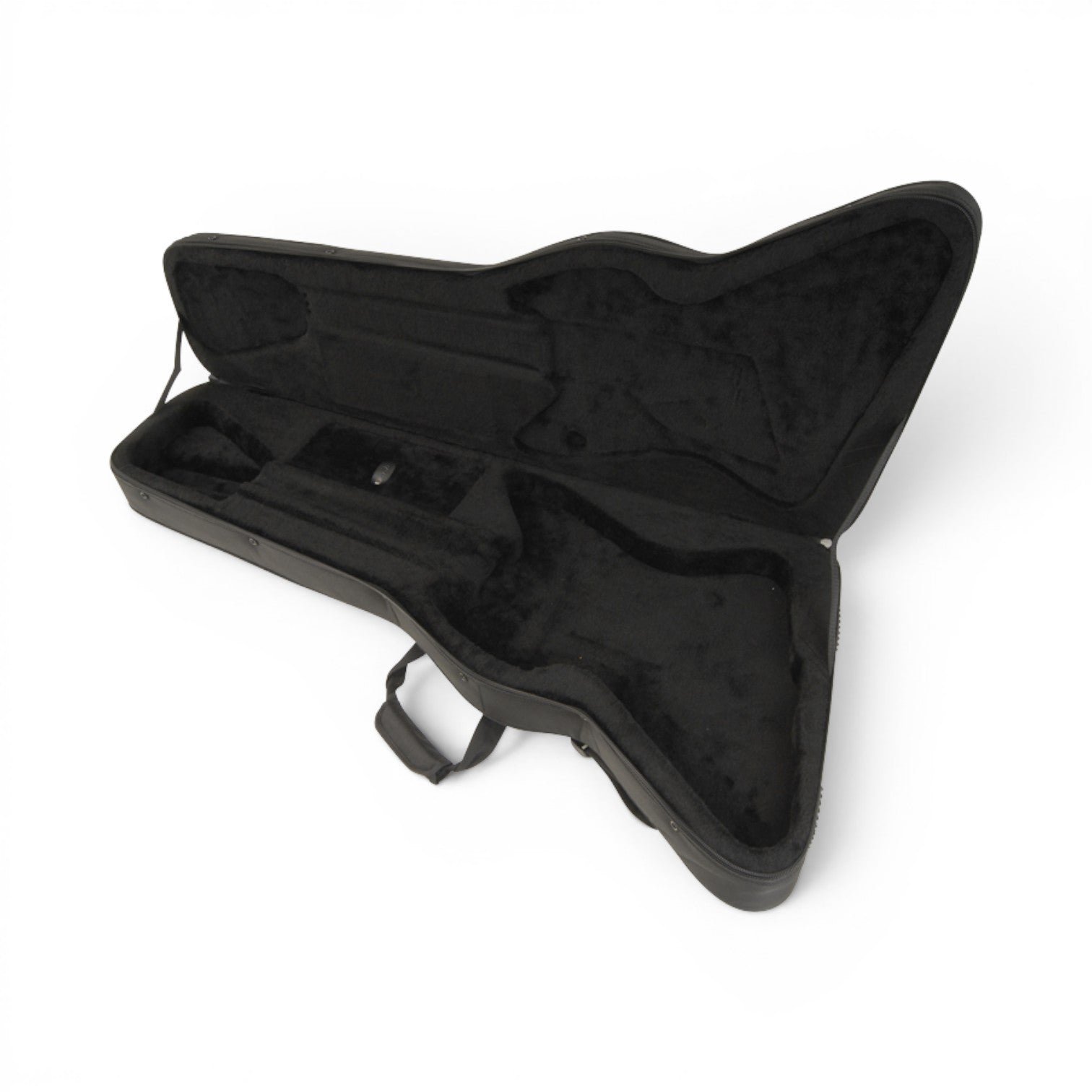 Interior view of Firebird Guitar Soft Case with contoured foam padding and accessory compartment for enhanced travel protection.