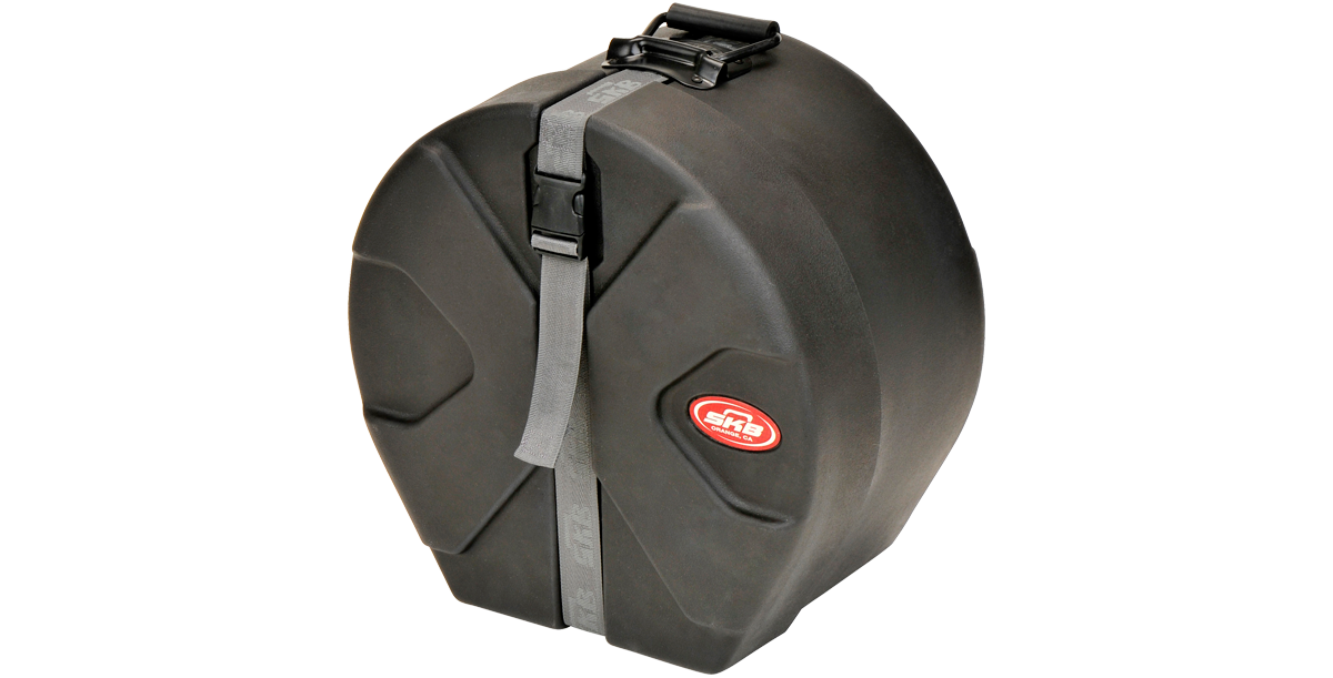 Closed 6.5 x 13 Drum Snare Case featuring durable Roto-X pattern, stackable design, and secure strap for safe drum transport.