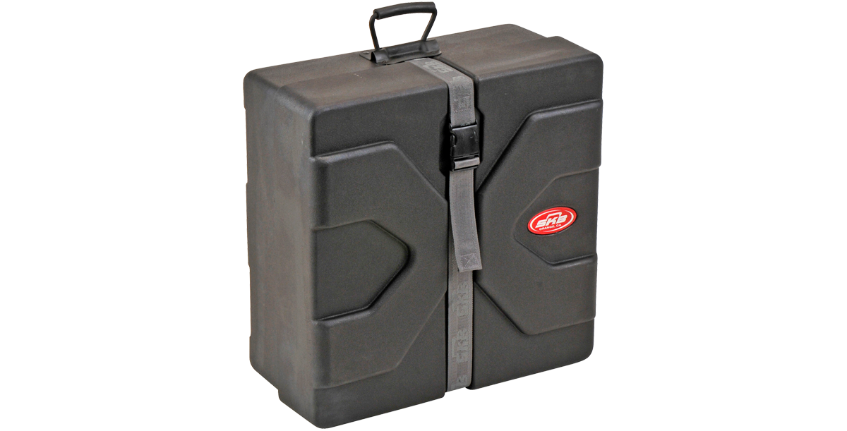 Angled view of Roto Snare Drum Case - Roto-X Pattern, designed for percussion gear with stackable, impact-resistant construction.