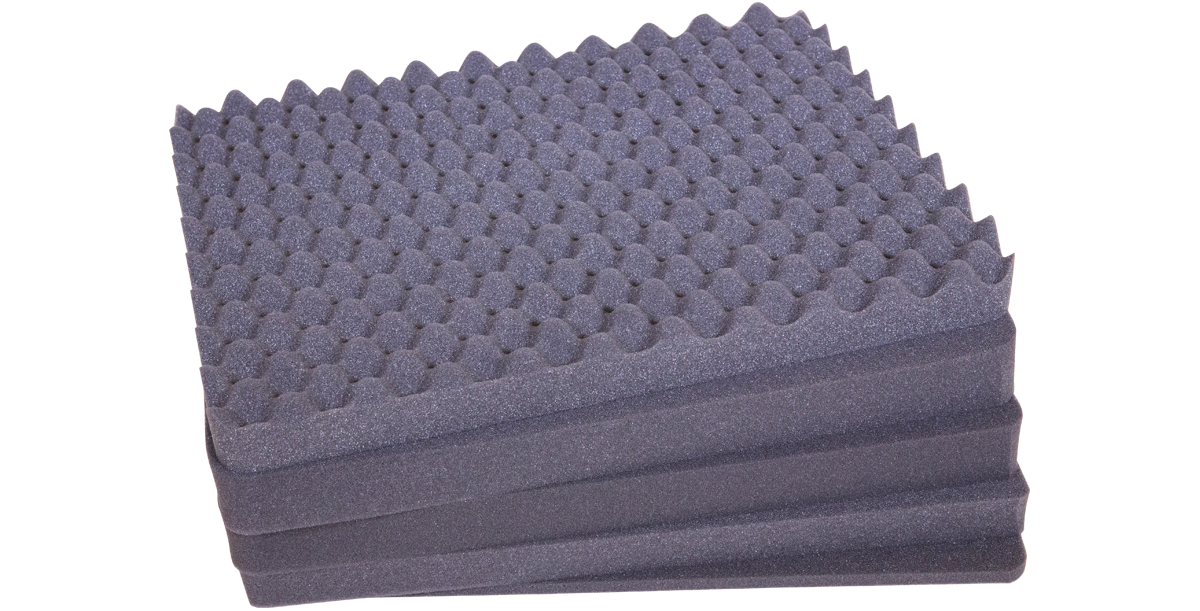 Cubed foam insert for iSeries 2217-8 case, featuring layered protective foam with customizable grid pattern for secure storage and transport.