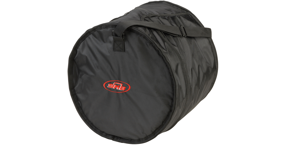 Side view of 11 x 13 tom drum gig bag featuring a padded handle and rugged ballistic nylon exterior for maximum drum protection.