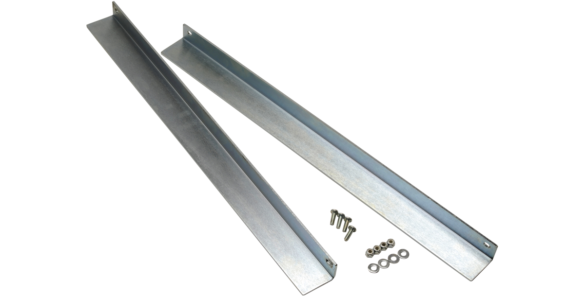 Pair of Durable 24 Inch Support Rails with mounting hardware, zinc plated steel accessory for 24" shock racks and pro audio cases.