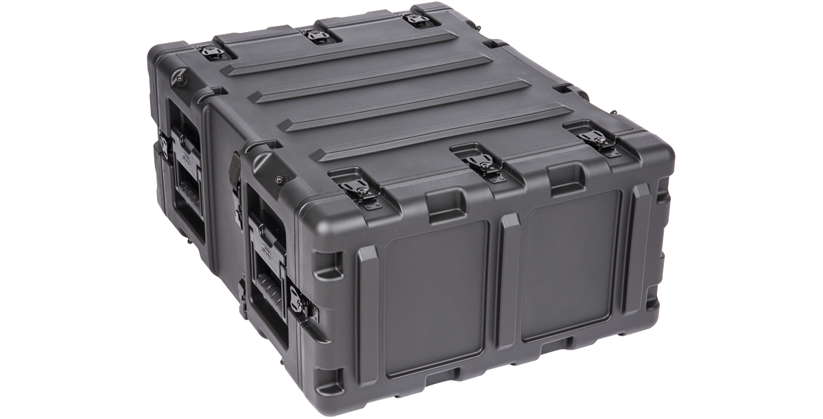 Rear view of 4U RS Series Shock Rack - 20 Inch Deep showing solid watertight back panel and molded exterior for durability.