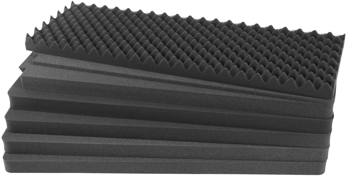 Accessory kit foam insert for 3i-3613-12 case with precision-cut layers and rugged texture, perfect for vacuum accessory storage and case organization.