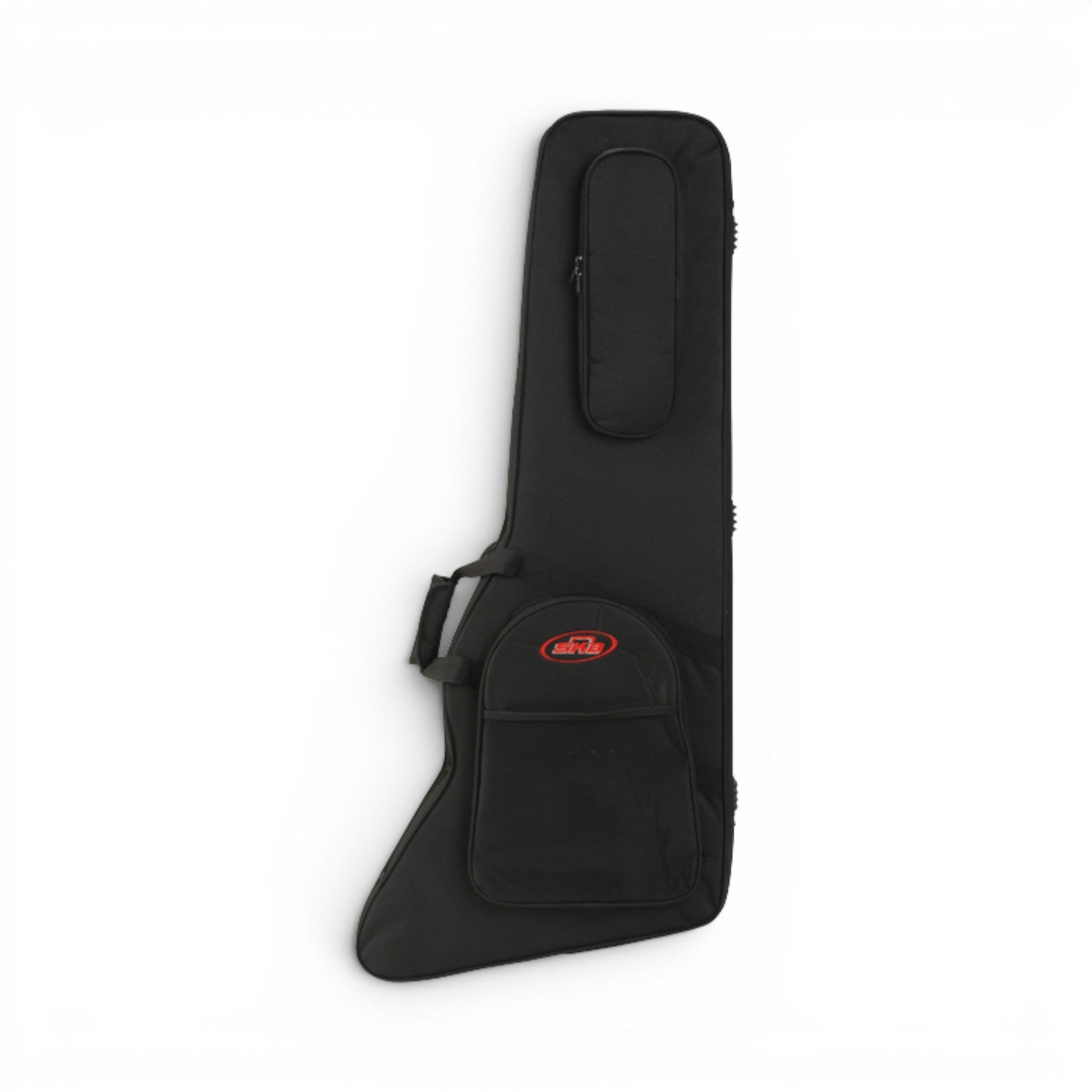 Explorer & Firebird Guitar Soft Case featuring front storage pockets and durable fabric for secure transport and accessory storage.