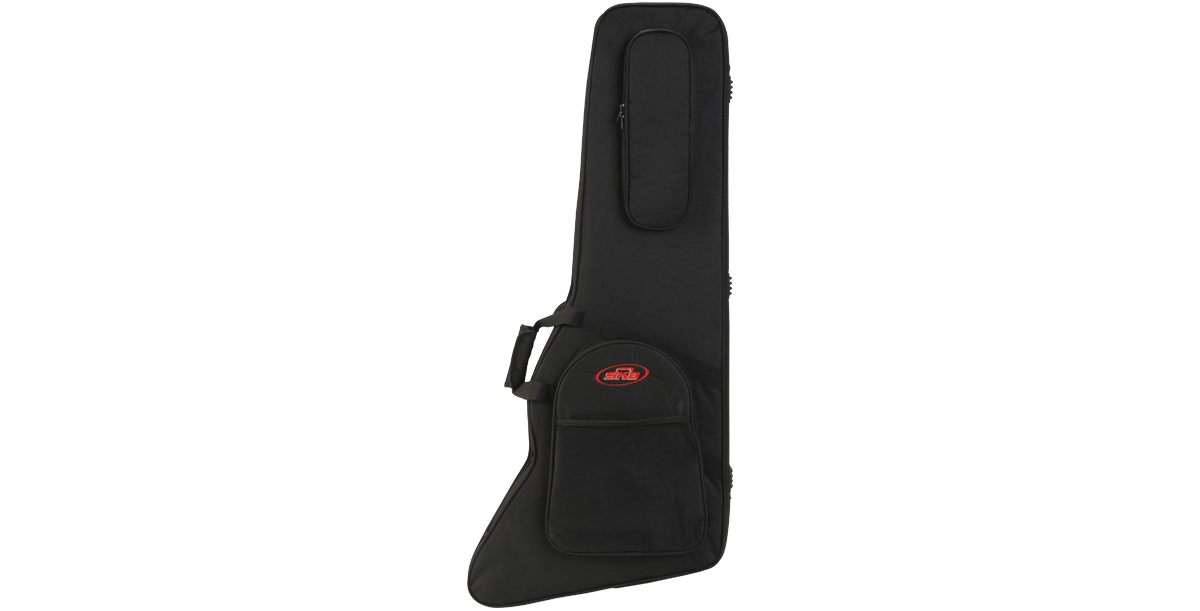 Explorer & Firebird Guitar Soft Case featuring front storage pockets and durable fabric for secure transport and accessory storage.