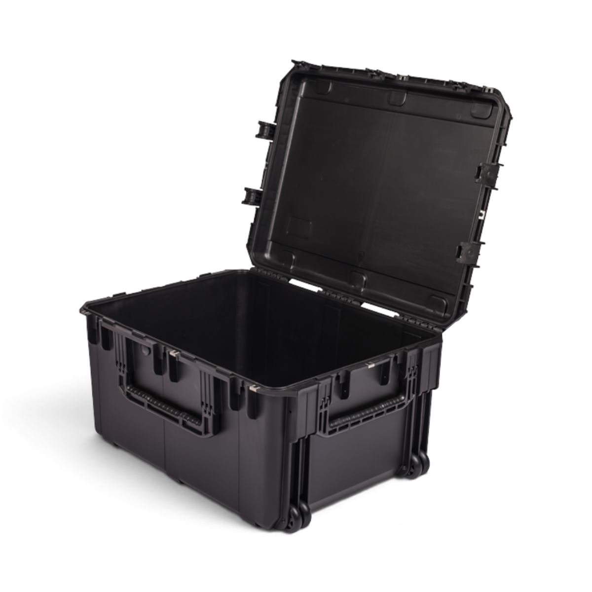 SKB Cases iSeries 2922-16 waterproof black polypropylene equipment case with open lid and heavy-duty latches
