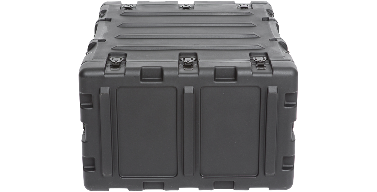 Rear view of 5U RR Series 20-inch removable shock rack with closed panel and rugged molded construction.