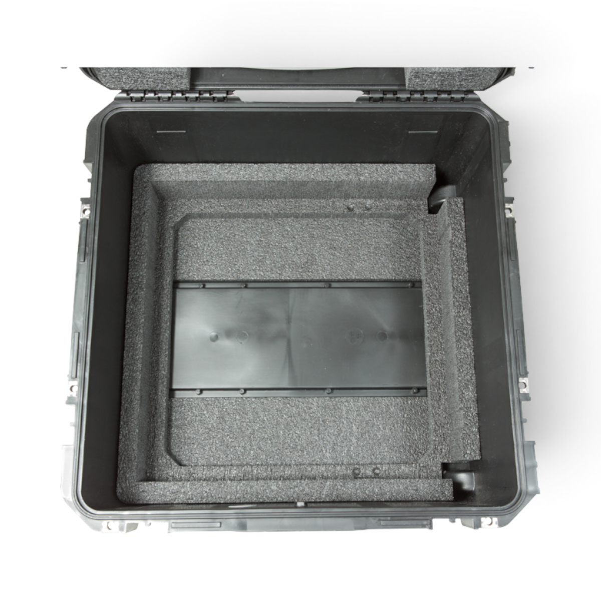 SKB Cases 10U iSeries injection molded fly rack with protective grey foam interior and black rack rails