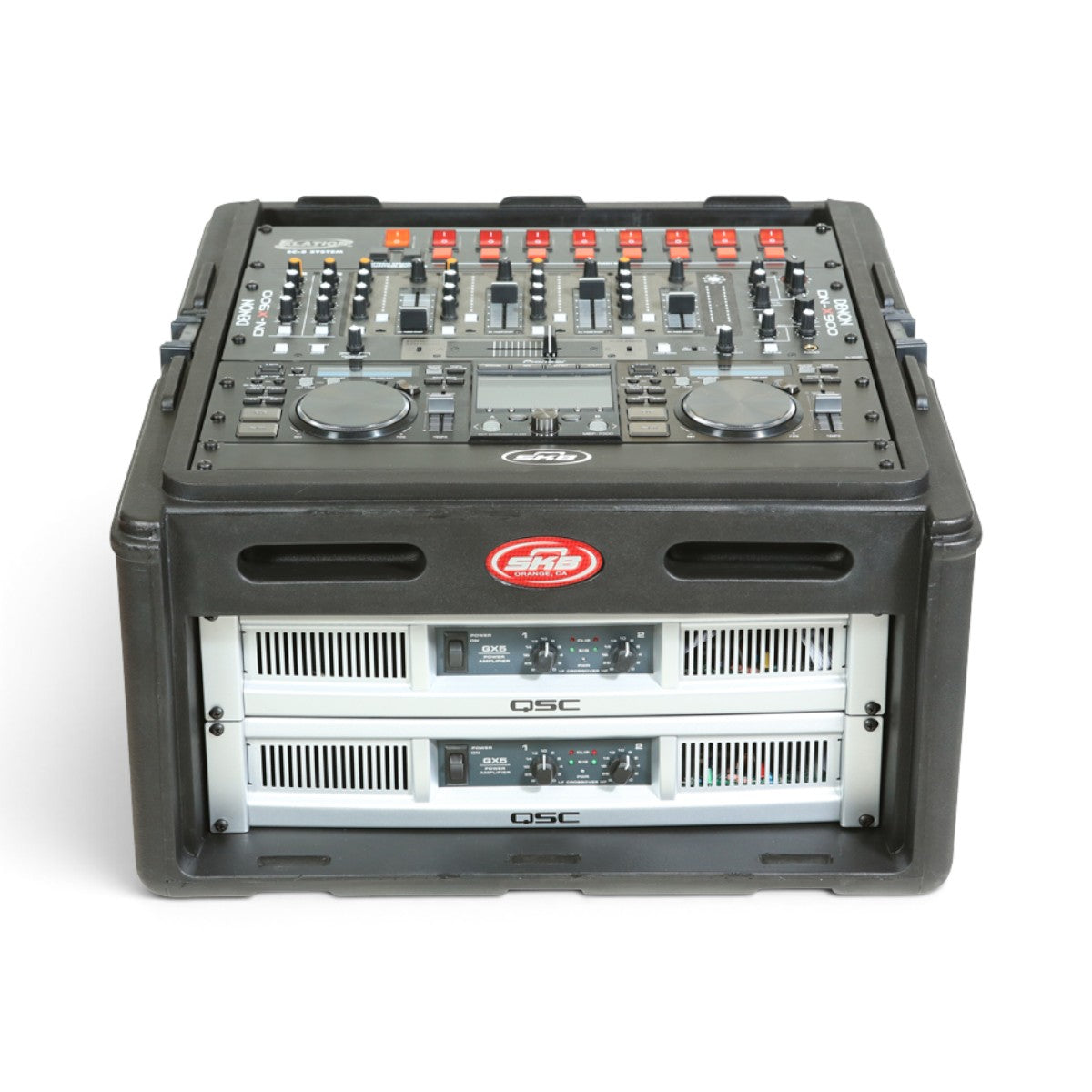 SKB Cases 10x4 compact rack case with slanted top for audio equipment and front rack space for amplifiers