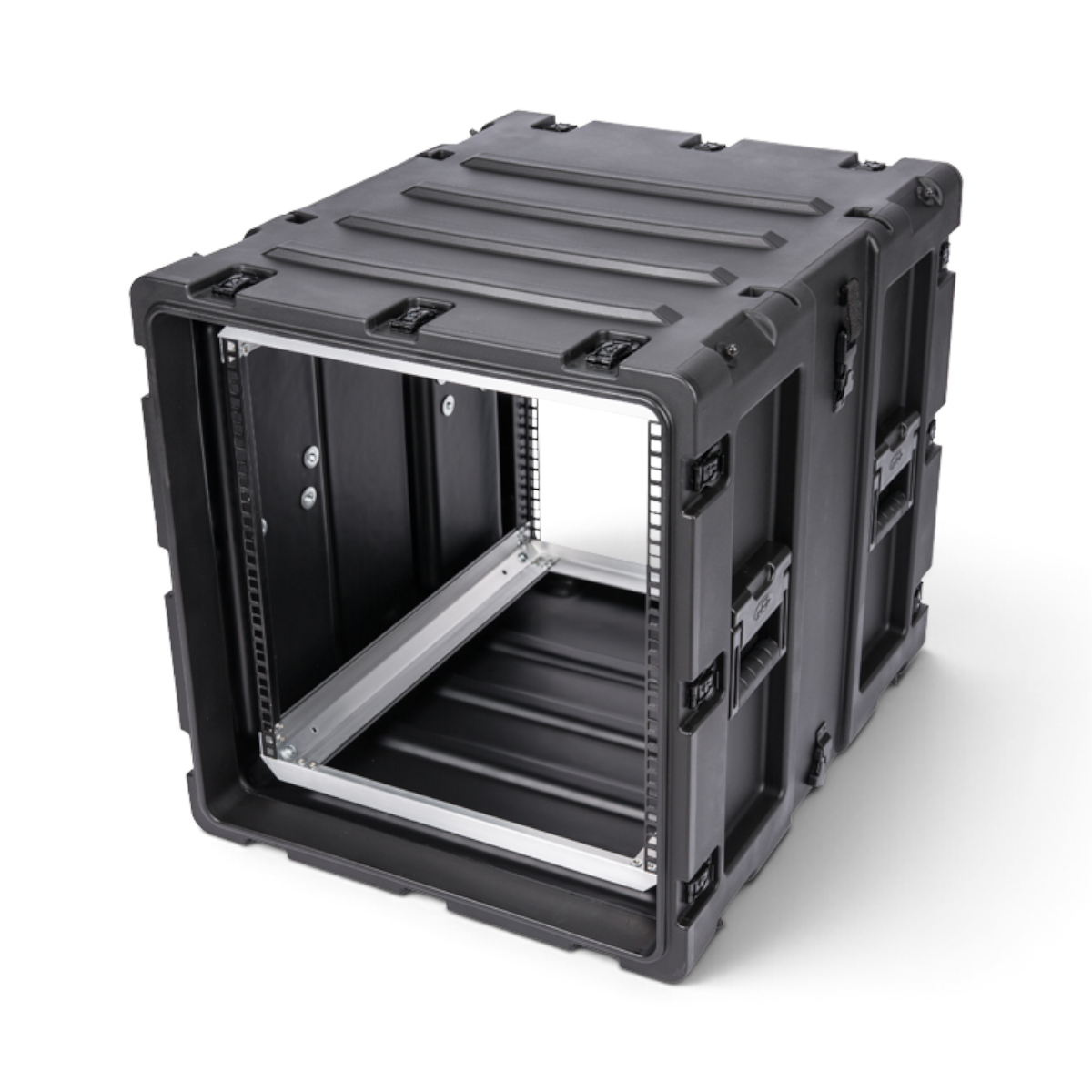 SKB Cases 11U 24-inch deep static shock rack in black, featuring a rugged roto-molded shell and internal rack rails.