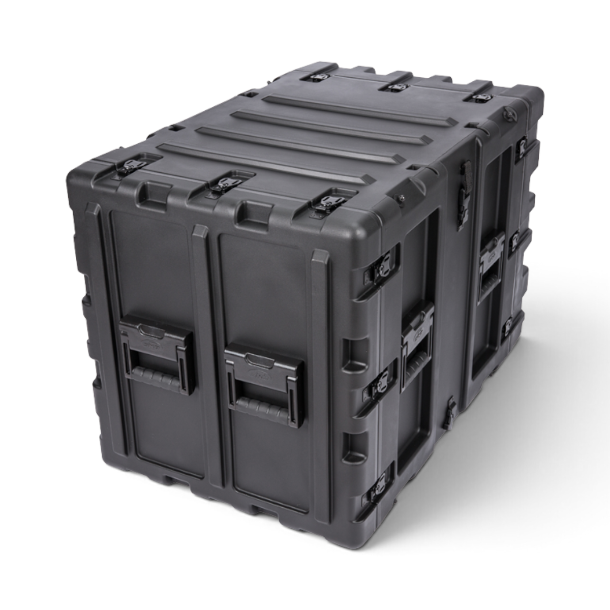 SKB Cases 11U 24-inch deep static shock rack transport case in black roto-molded polyethylene with recessed handles.