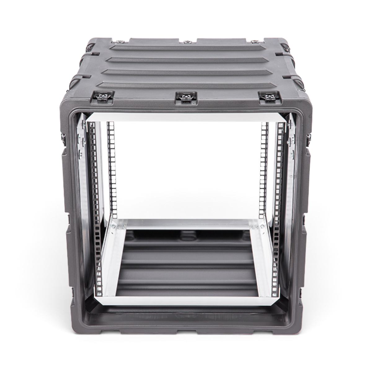 SKB Cases 11U 20-inch deep shock rack with a rugged black roto-molded shell and internal aluminum equipment rails.