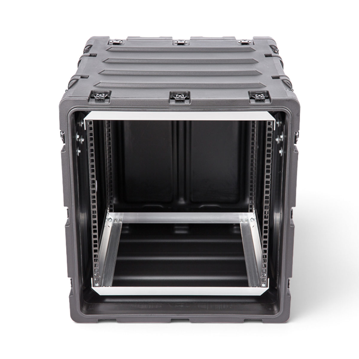 SKB Cases 11U 20-inch deep shock rack in black with a durable roto-molded shell and internal aluminum rack rails.