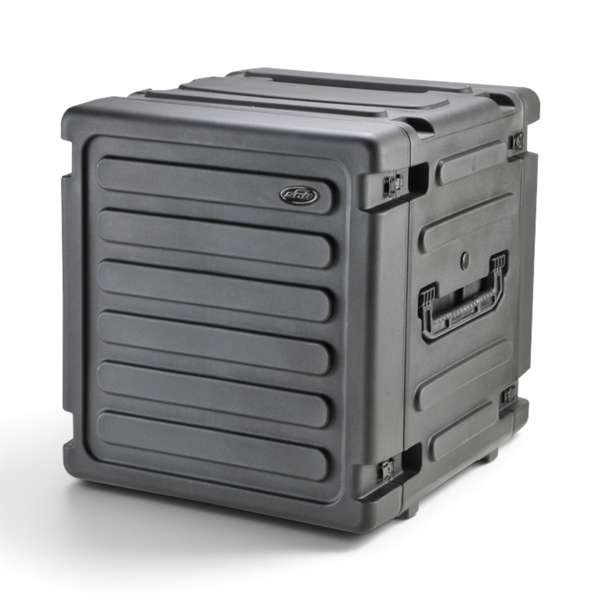 SKB Cases 12U 20-inch deep rolling shock rack in black with reinforced molded shell and side handles