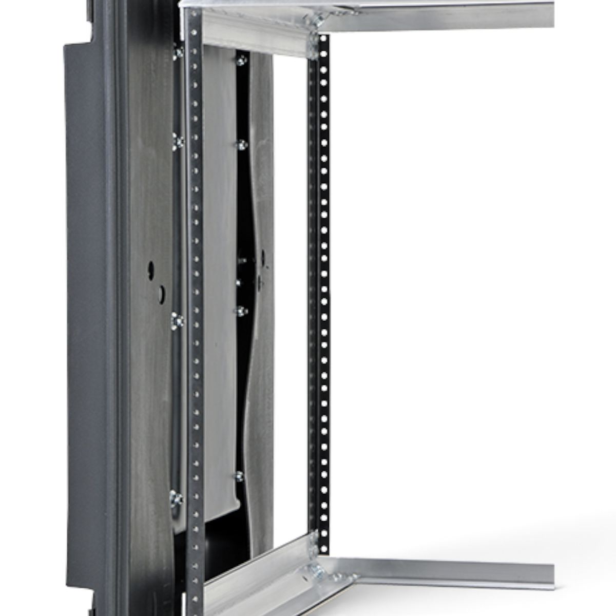 SKB Cases 12U 20-inch deep shock rack with internal metal mounting rails and black shock-absorbing frame