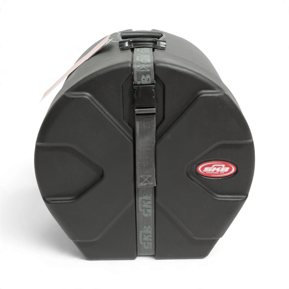 SKB Cases 12 x 12 roto-molded black drum tom case with Roto-X pattern, sure grip handle, and secure buckle strap.