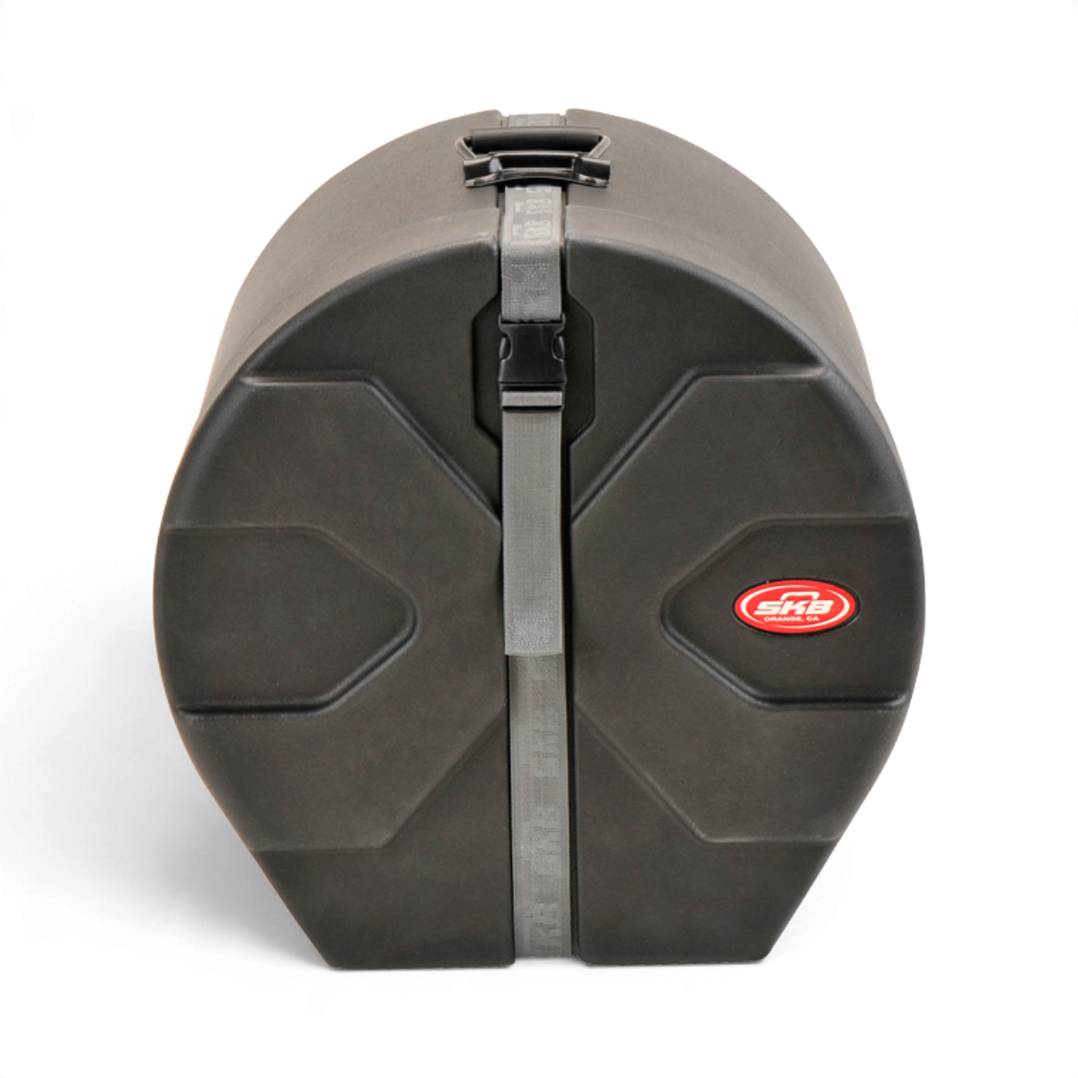 SKB Cases 12 x 14 floor tom drum case in black with Roto-X pattern, secure strap closure, and molded feet.