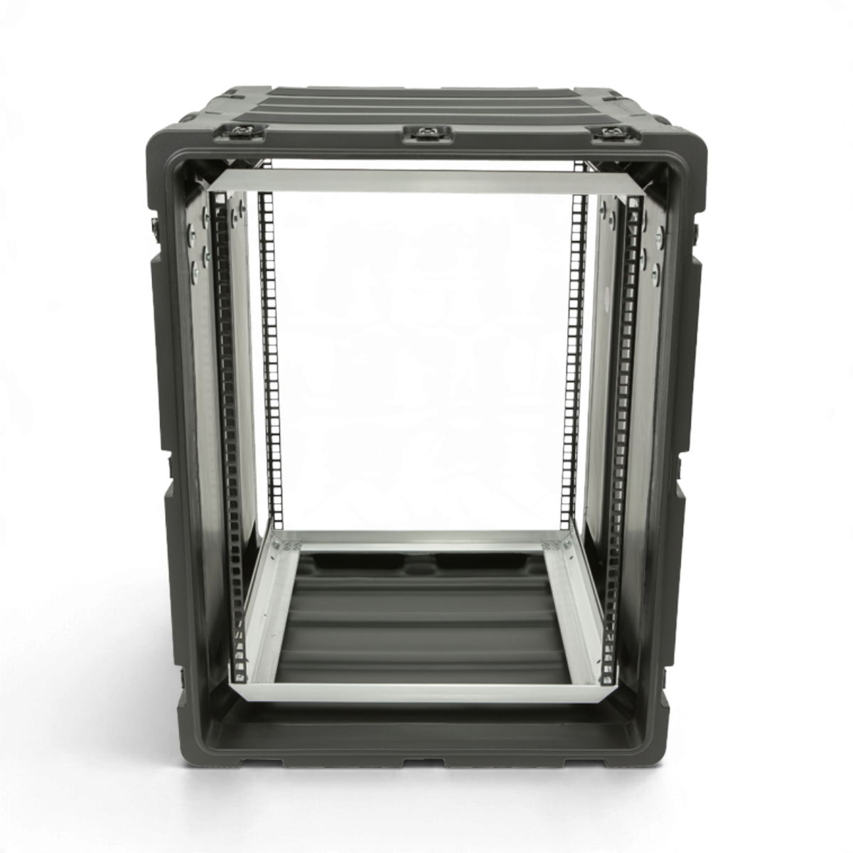 SKB Cases 14U 20-inch deep shock rack in black with a rugged roto-molded shell and internal aluminum rack rails.
