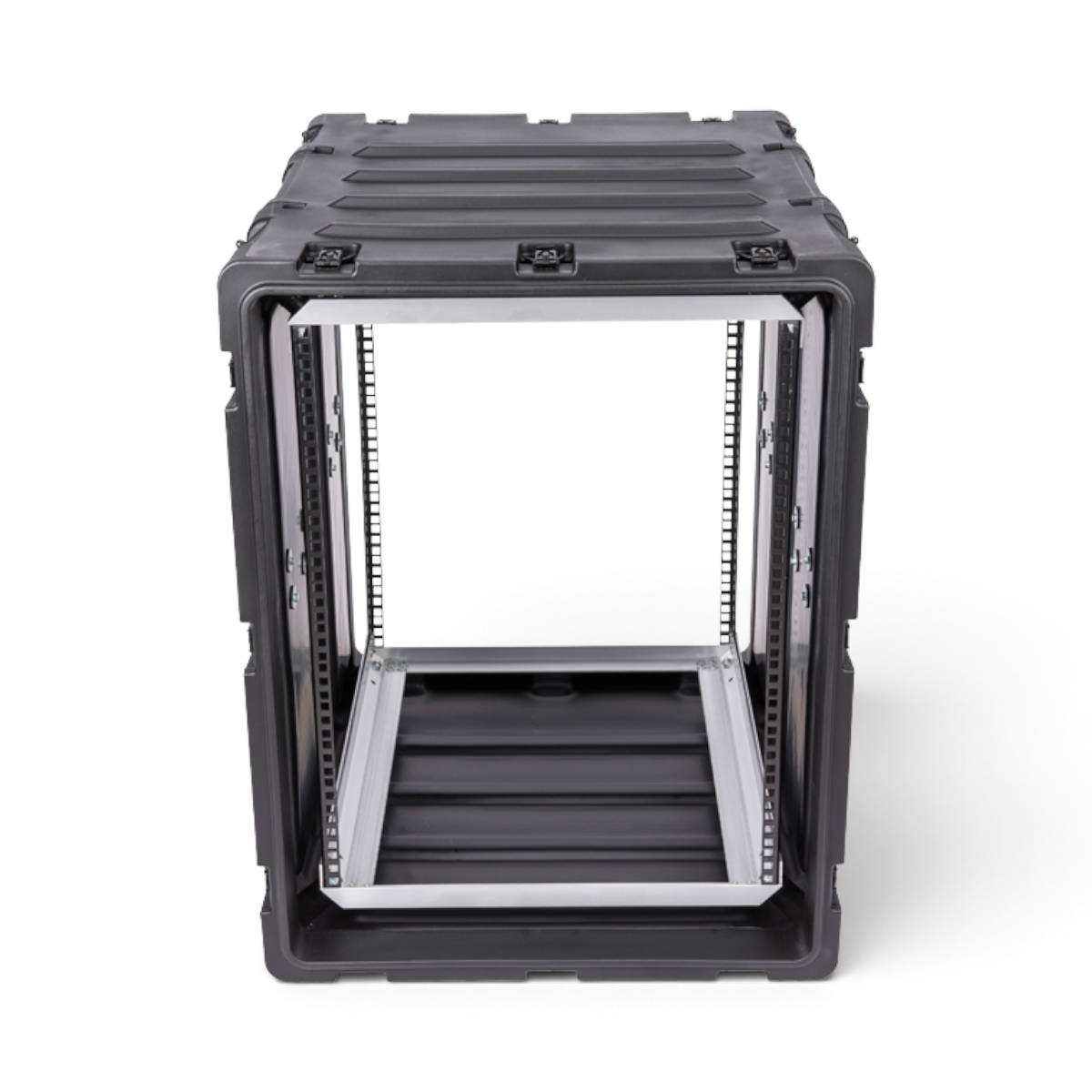 SKB Cases 14U 24-inch deep static shock rack with a rugged black roto-molded shell and square-hole rack rails.