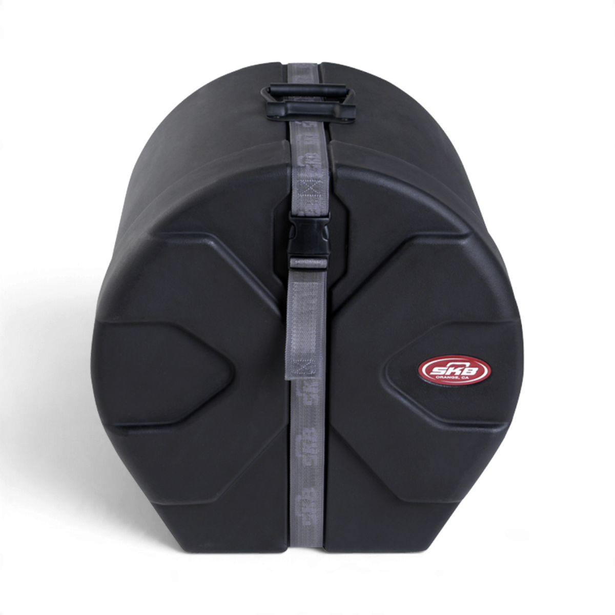 SKB Cases 14 x 14 floor tom drum case in black with Roto-X pattern, secure strap, and padded interior.