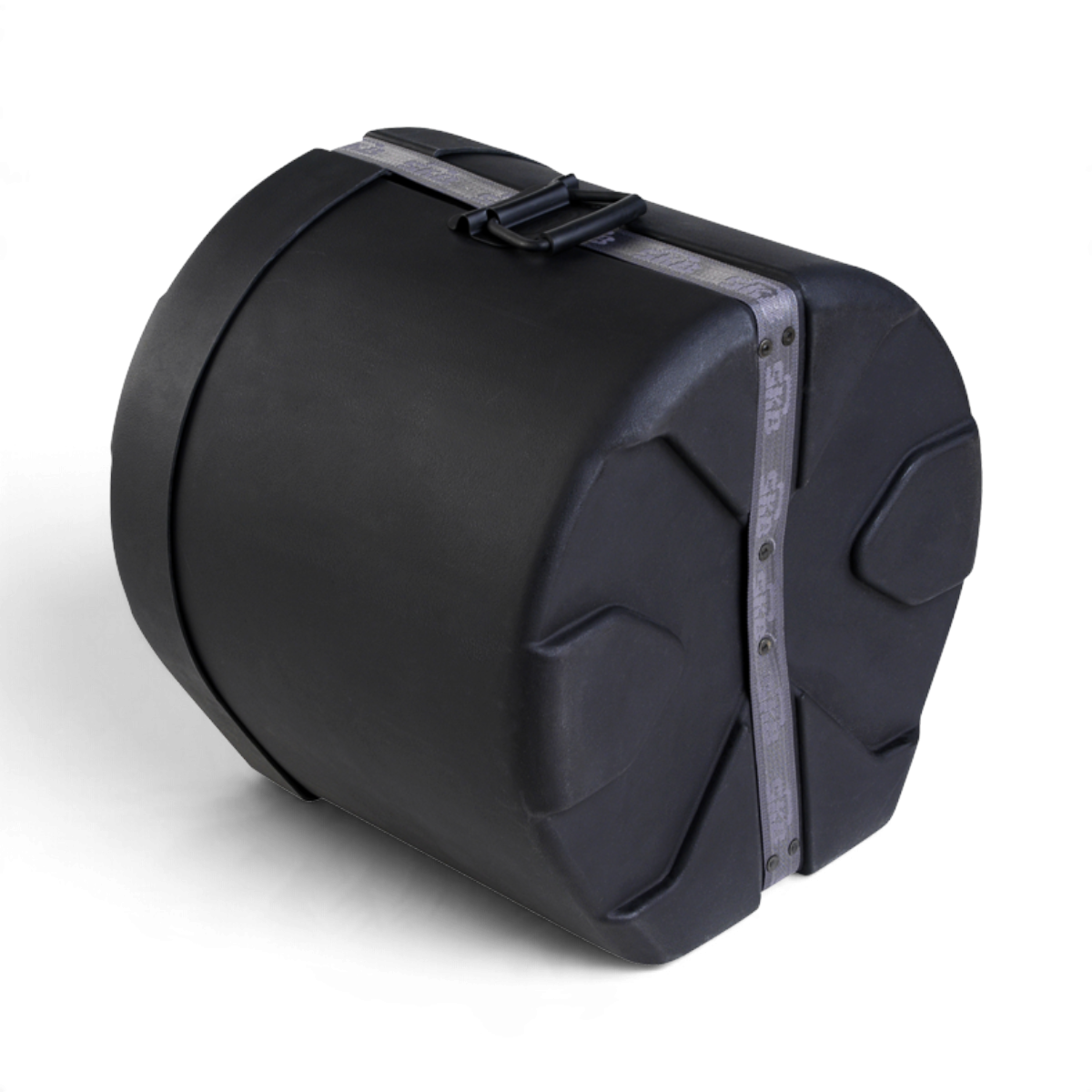 SKB Cases 14x14 floor tom drum case in black roto-molded plastic with a durable D-shaped design and secure strap.