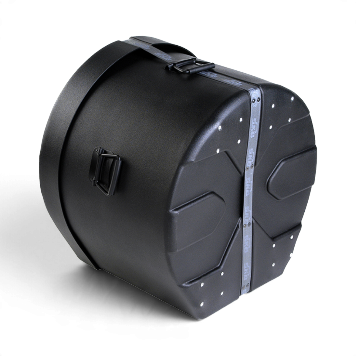 SKB Cases 14 x 22 marching bass drum case in black with a durable roto-molded D-shaped design and secure strap.