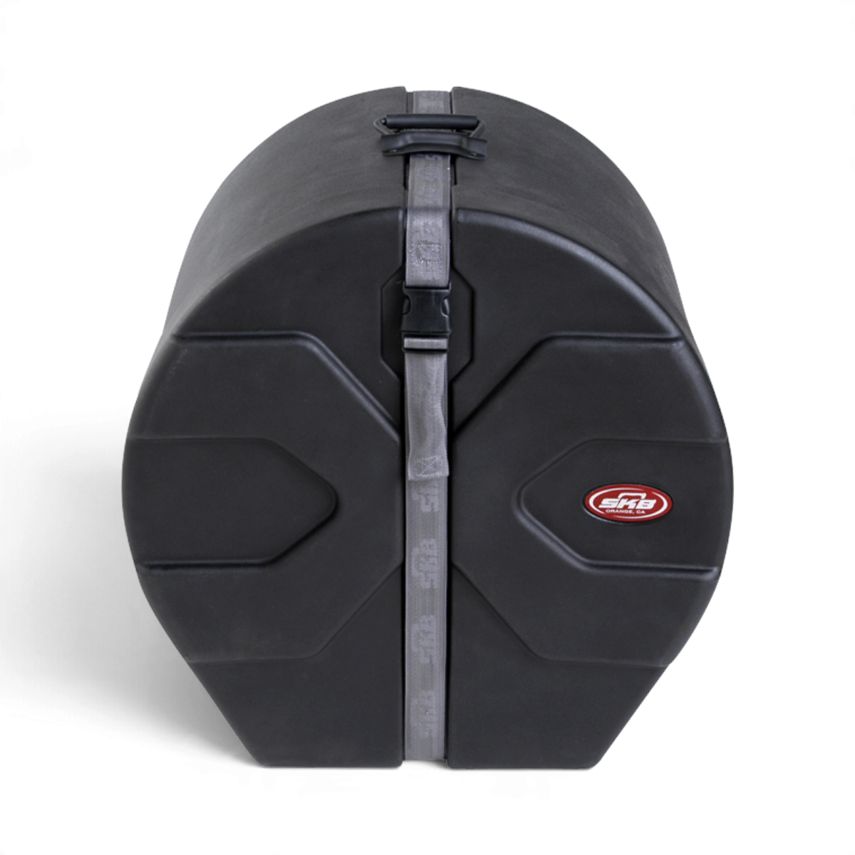 SKB Cases 16 x 18 floor tom drum case in black with Roto-X pattern, durable molded shell, and secure strap closure.