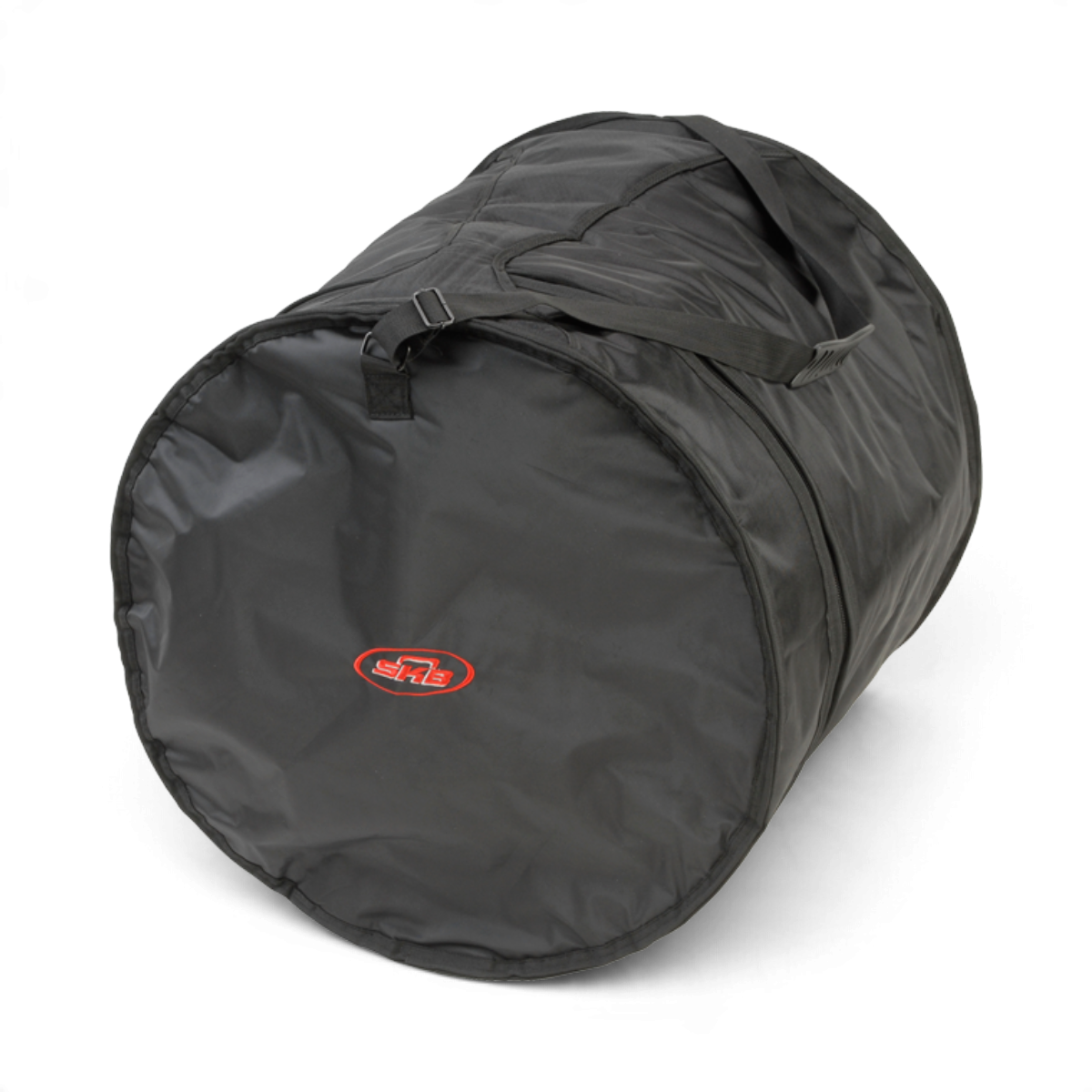SKB Cases 16 x 20 bass drum gig bag in black ballistic nylon with heavy-duty zippers and ergonomic carry handles.