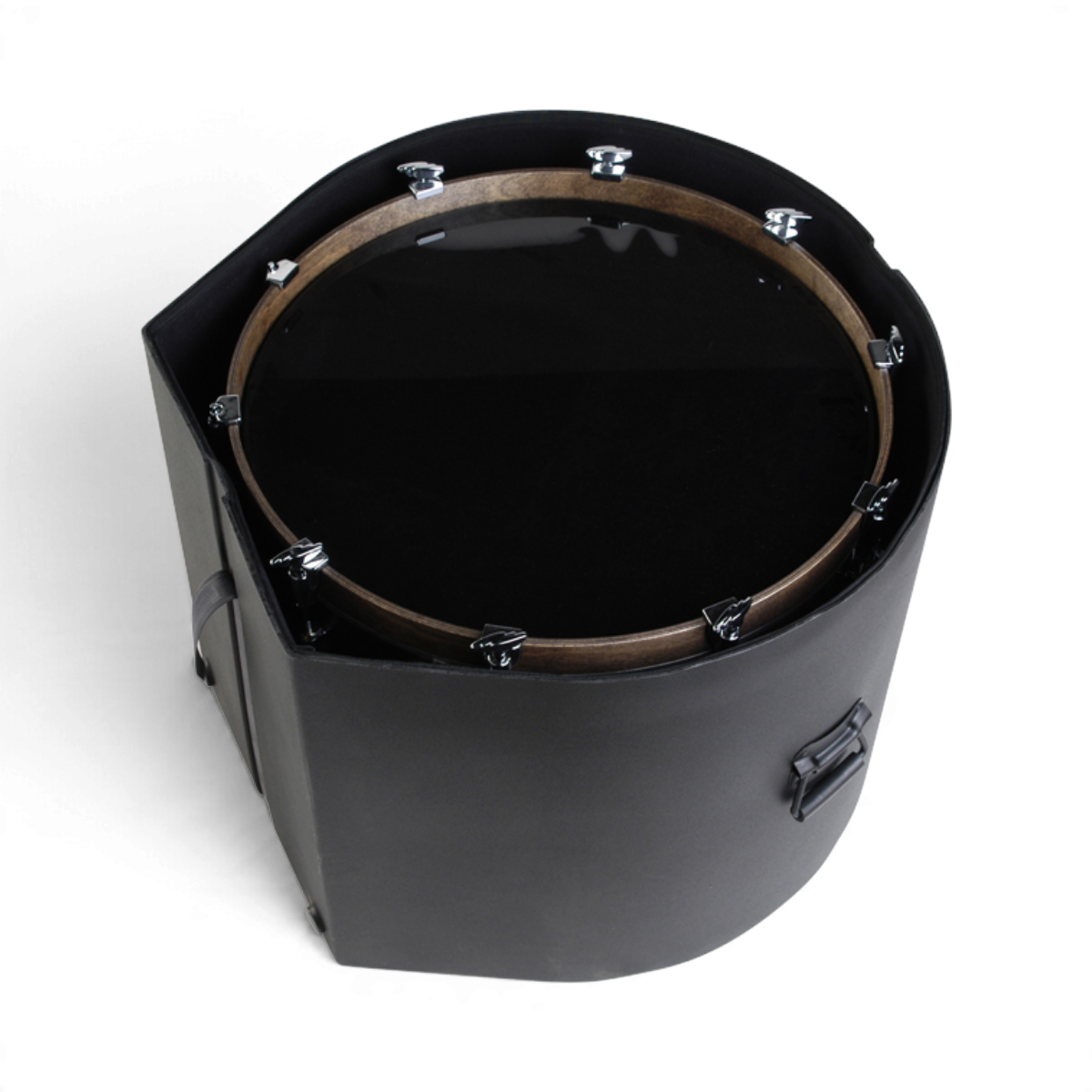 SKB Cases 20 x 22 bass drum case with roto-molded D-shaped design, padded interior, and sturdy sure grip handles.