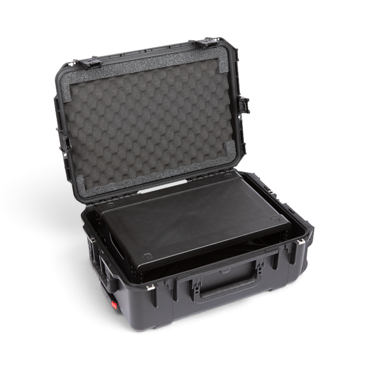 SKB Cases 2U iSeries injection molded waterproof fly rack with removable rack frame and protective foam interior.