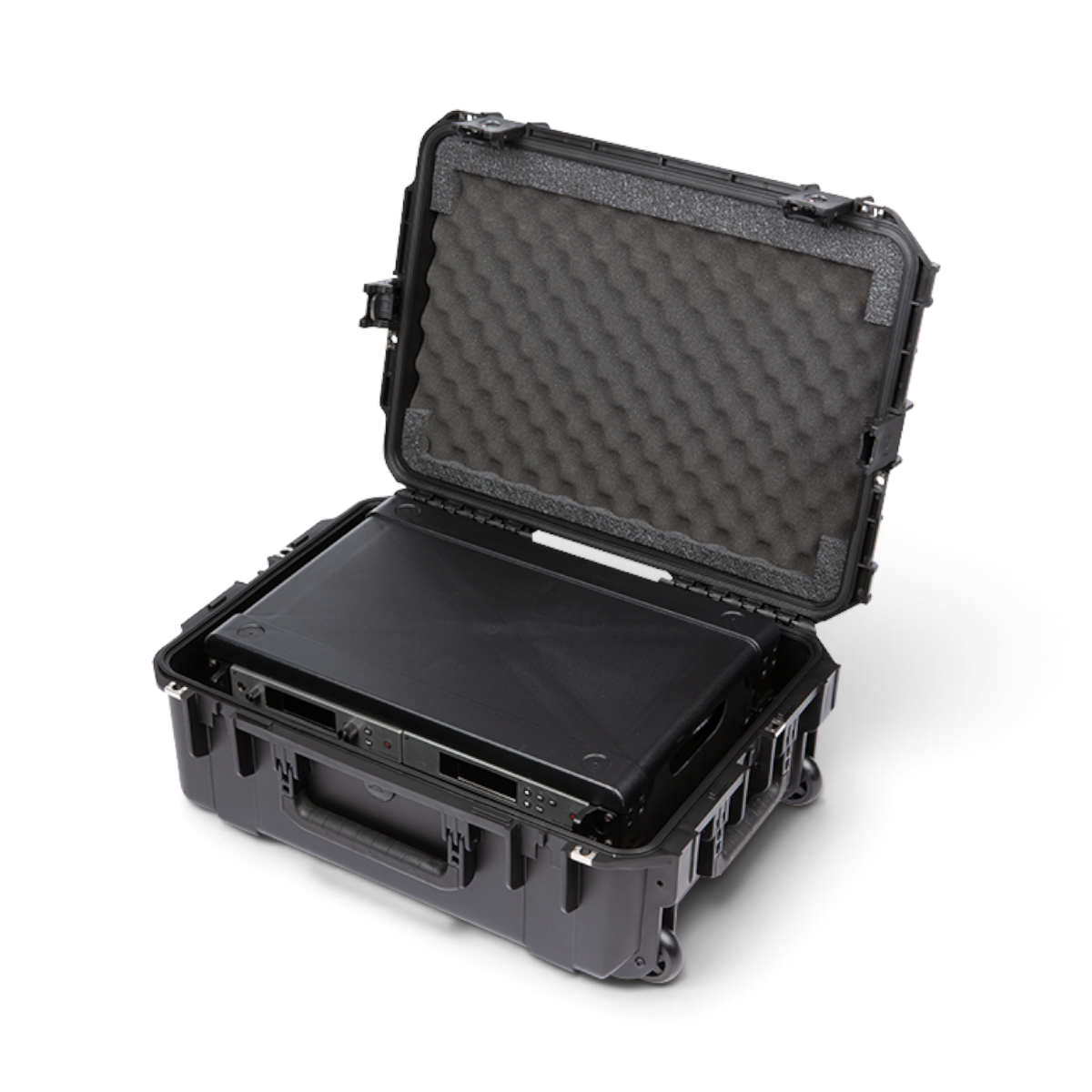 SKB Cases 2U iSeries injection molded waterproof fly rack with internal rack frame and protective foam lining