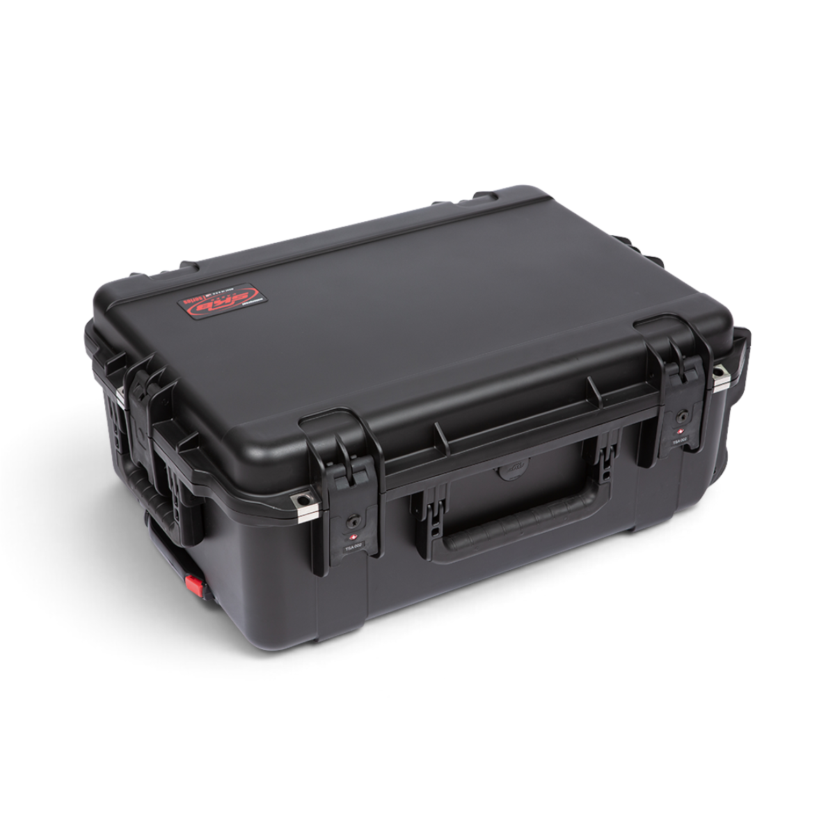SKB Cases 2U iSeries injection molded waterproof fly rack in black with TSA-approved locking latches.