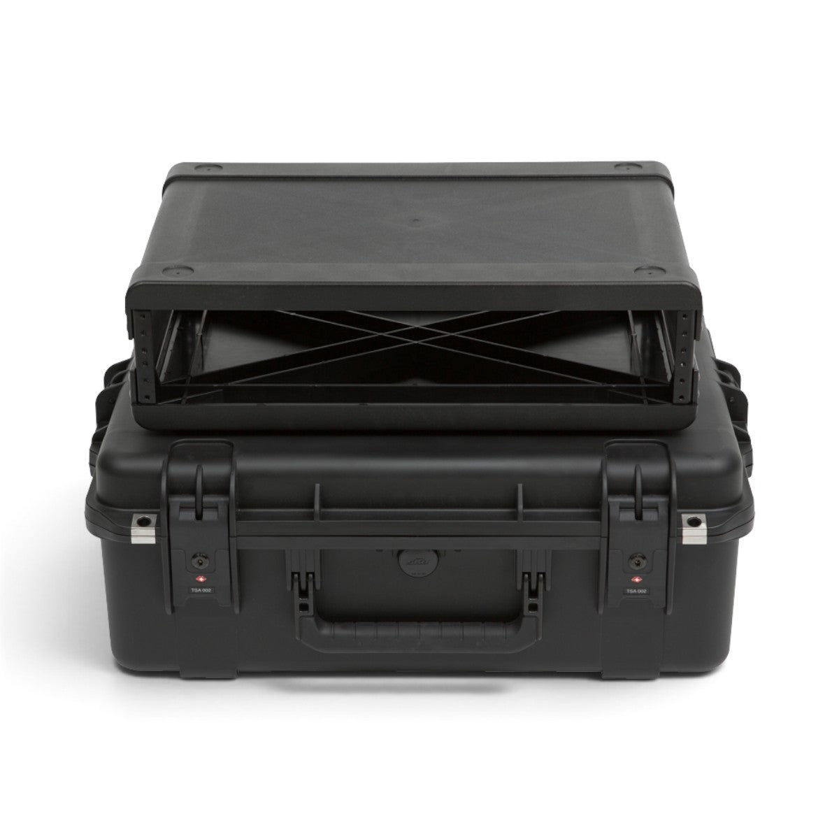 SKB Cases 2U iSeries injection molded fly rack with removable black rack frame and waterproof protective case