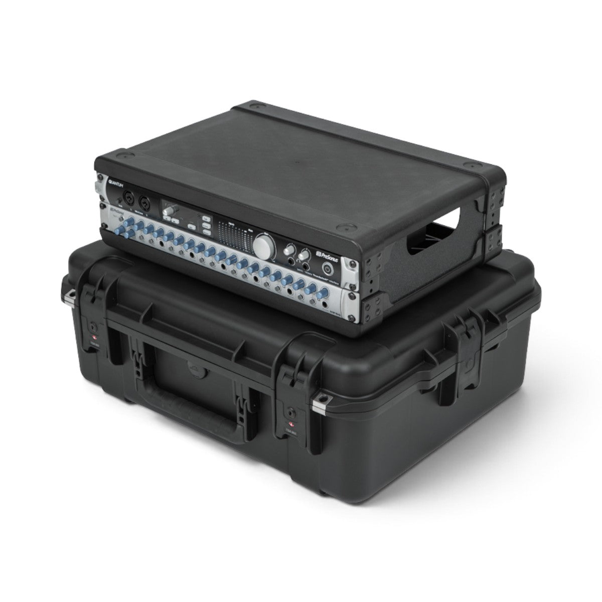 SKB Cases 2U iSeries injection molded fly rack with removable rack frame and waterproof black protective case