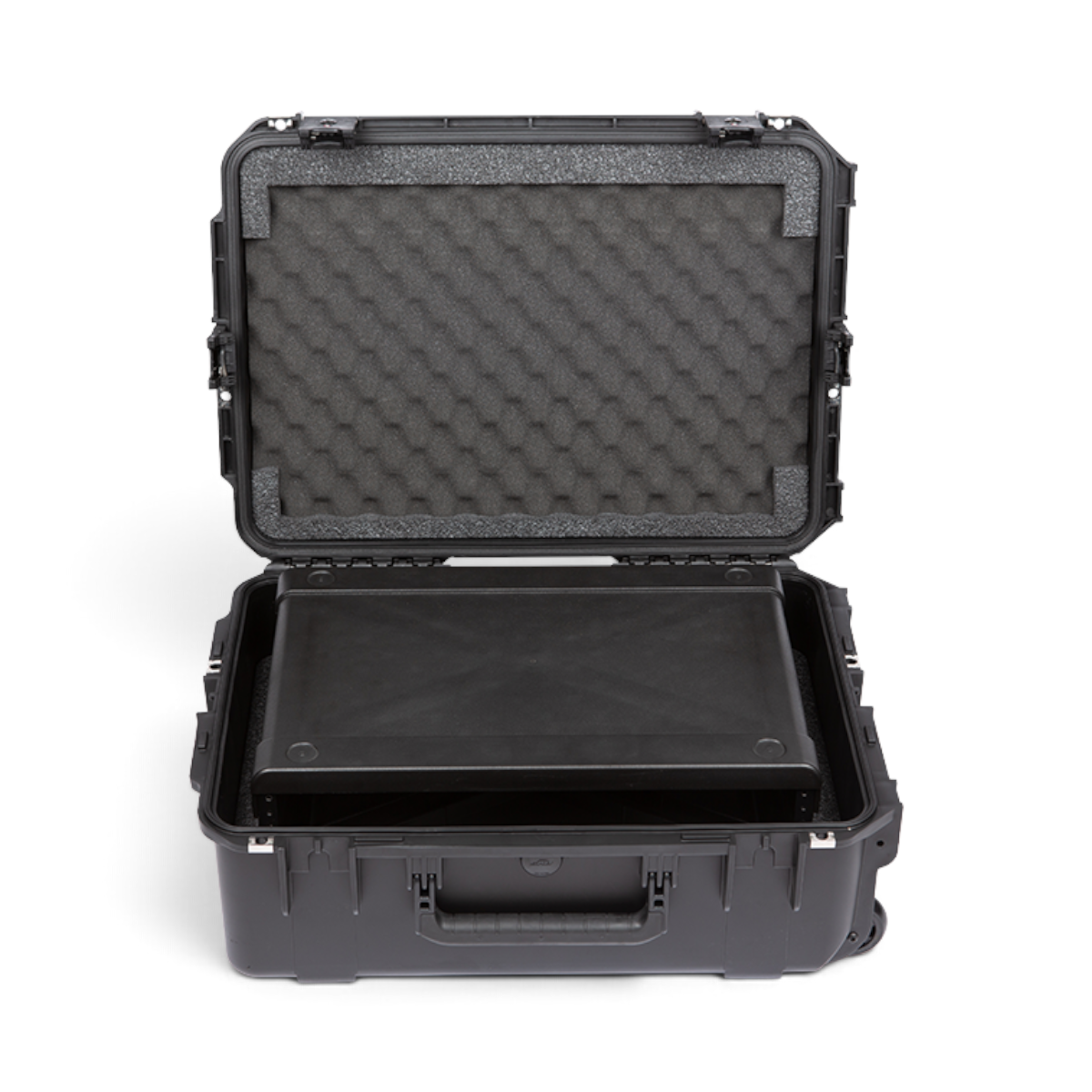 SKB Cases 2U iSeries injection molded fly rack with black waterproof exterior and protective foam interior lining