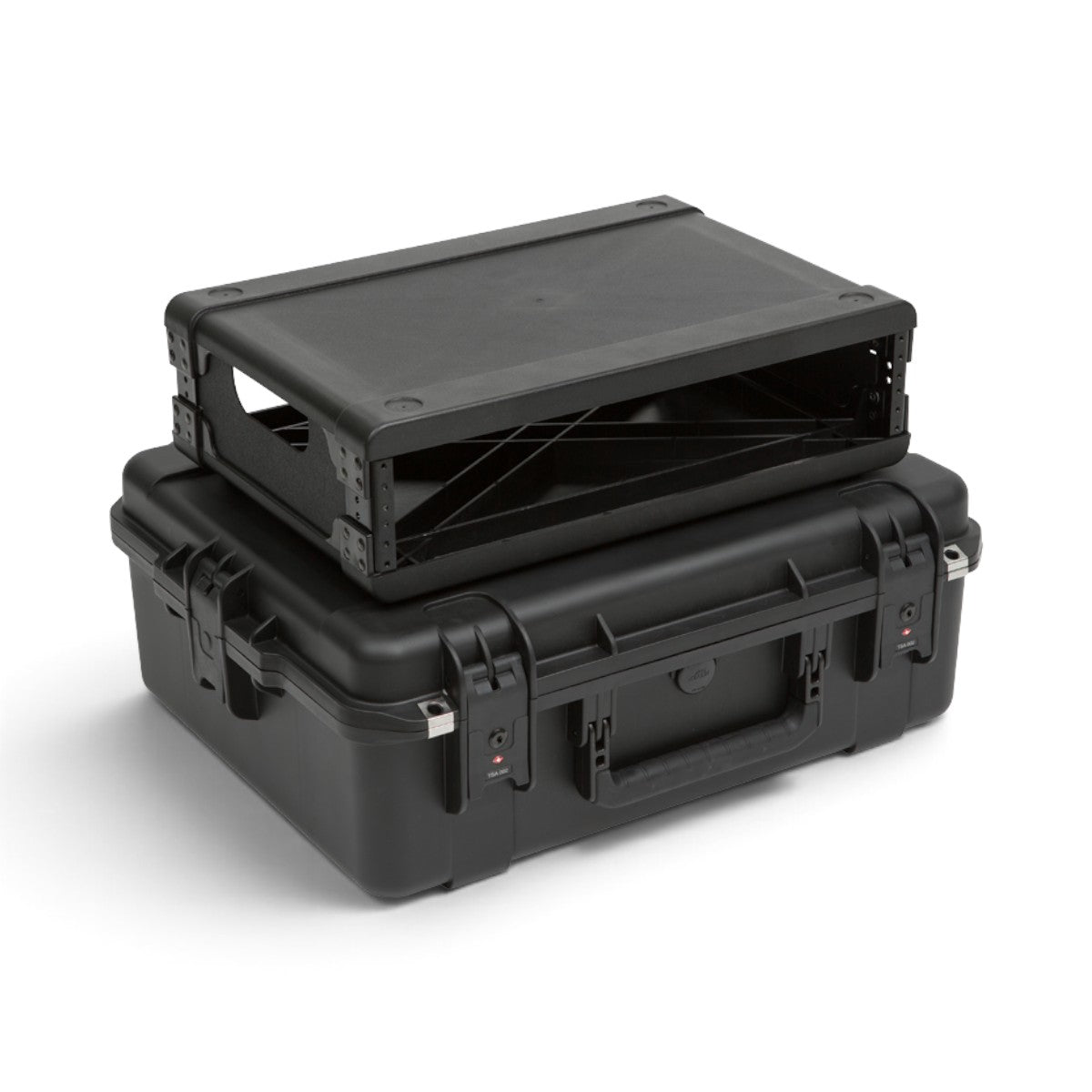 SKB Cases 2U iSeries injection molded fly rack with removable black rack frame and waterproof protective case