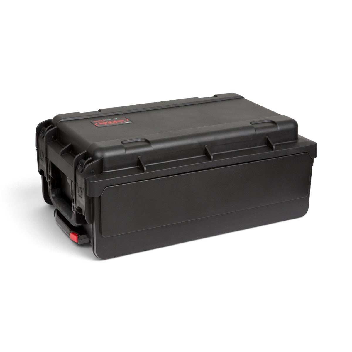SKB Cases 2U Studio Flyer rack case in black with durable injection molded shell and TSA-approved locking latches.