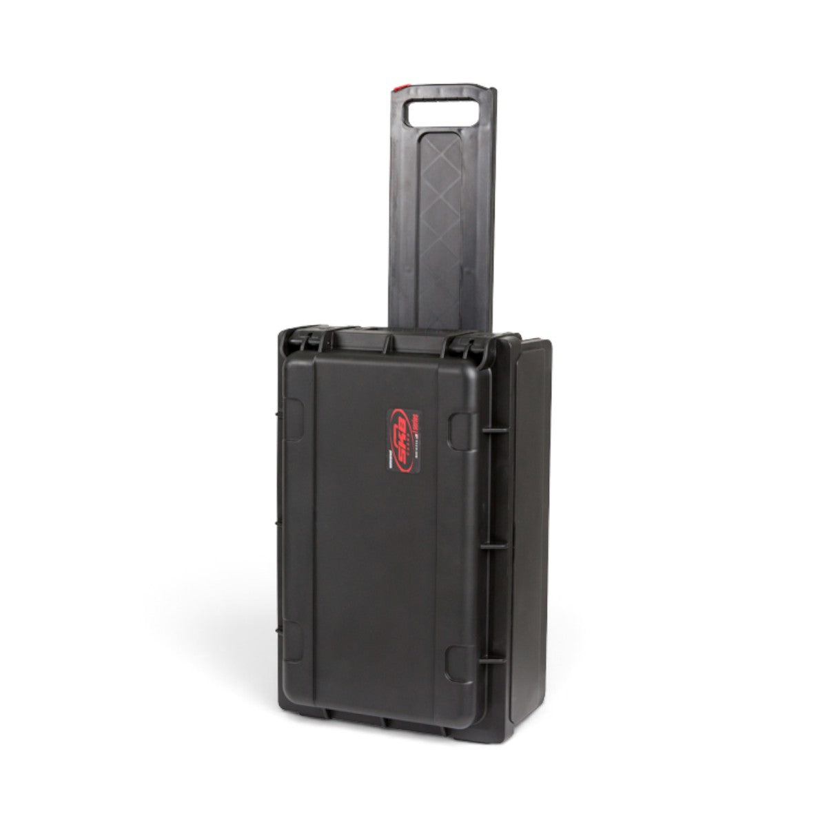 SKB Cases 2U Studio Flyer rack case in black with pull handle extended, featuring durable injection molded shell.