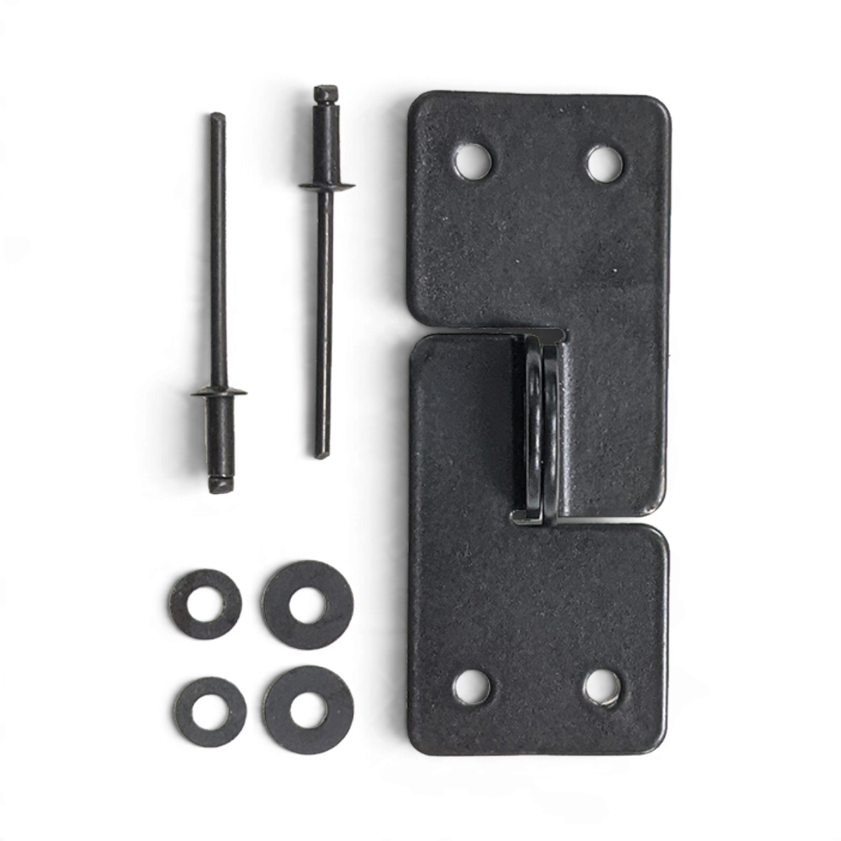 SKB Cases 3R locking loop hardware kit with black metal latch, rivets, and washers for shock rack cases