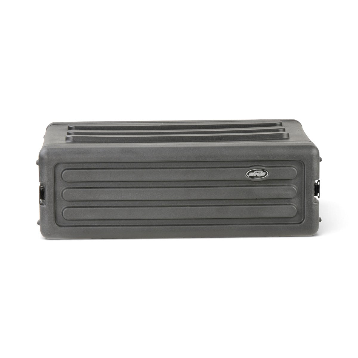 SKB Cases 3U rSeries shallow rack in black roto-molded polyethylene with recessed latches and stackable design