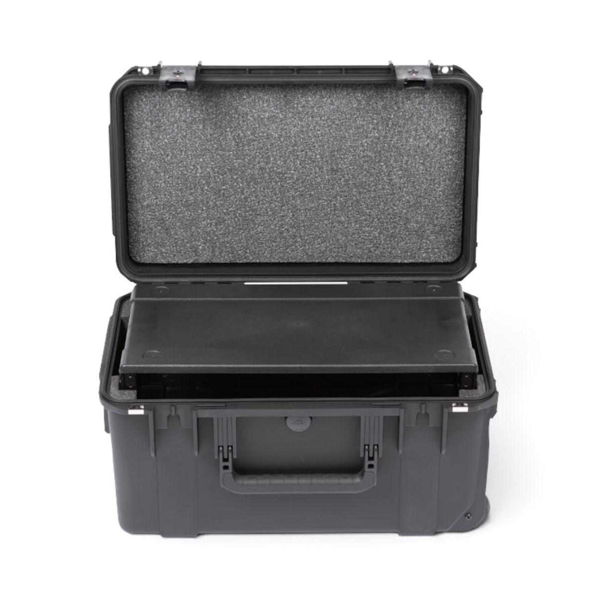 SKB Cases 3U iSeries injection molded shallow fly rack with black waterproof exterior and protective foam interior