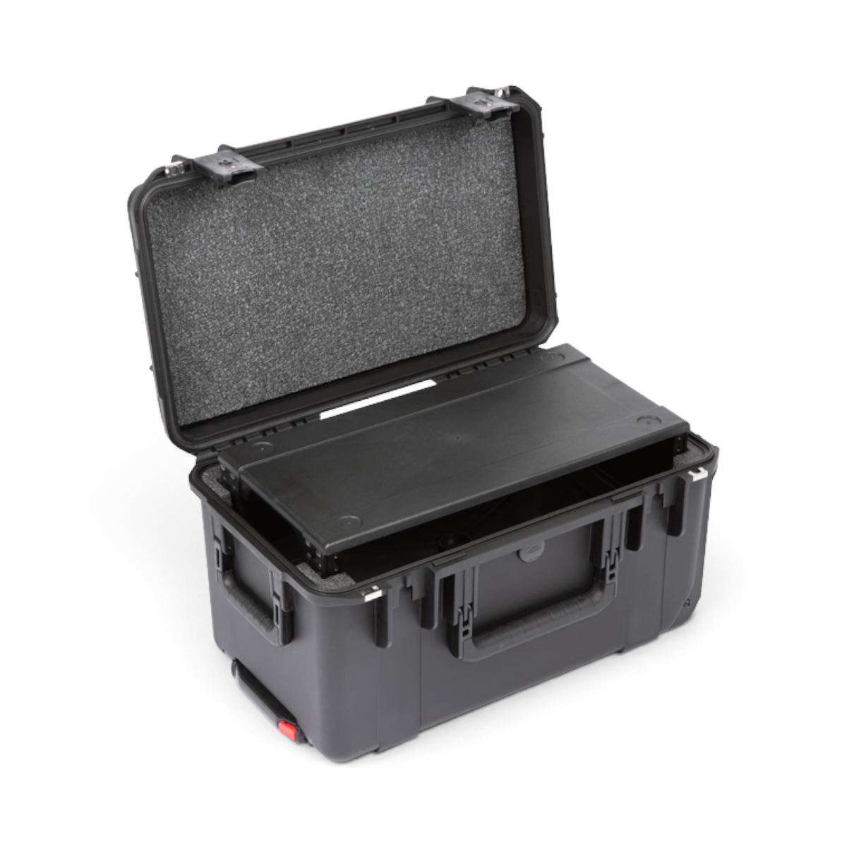 SKB Cases 3U iSeries injection molded shallow fly rack with foam lining and TSA latches for secure equipment transport