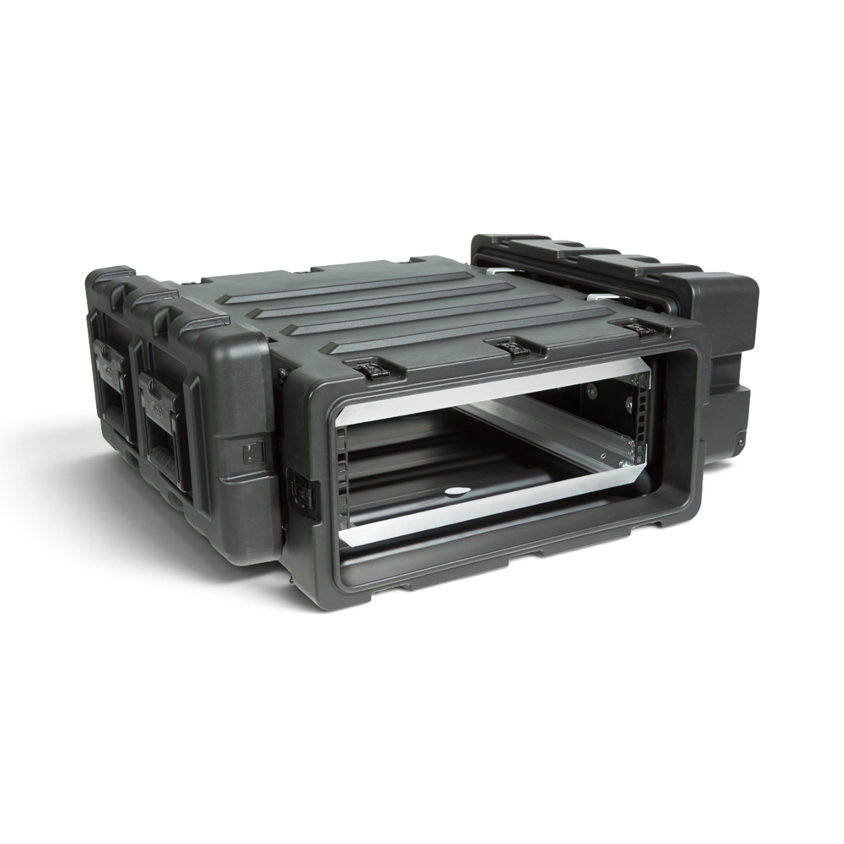 SKB Cases 3U 24-inch deep shock rack in black, featuring a rugged roto-molded shell and internal metal rack rails.
