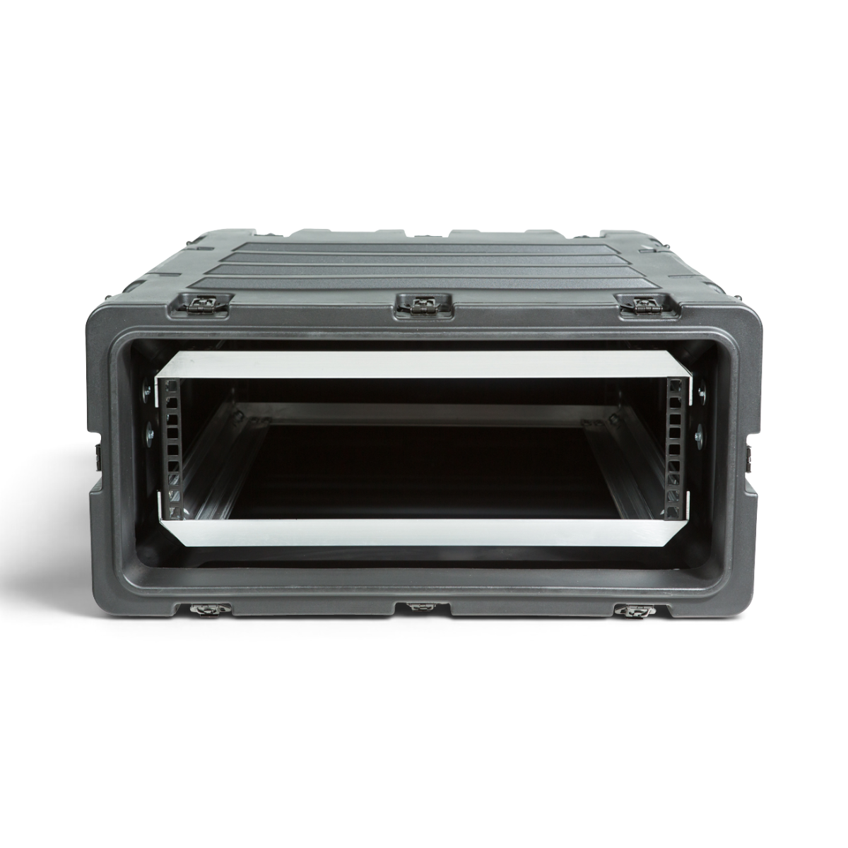 SKB Cases 3U 24-inch deep shock rack in black, featuring a rugged roto-molded shell and internal metal rack rails.